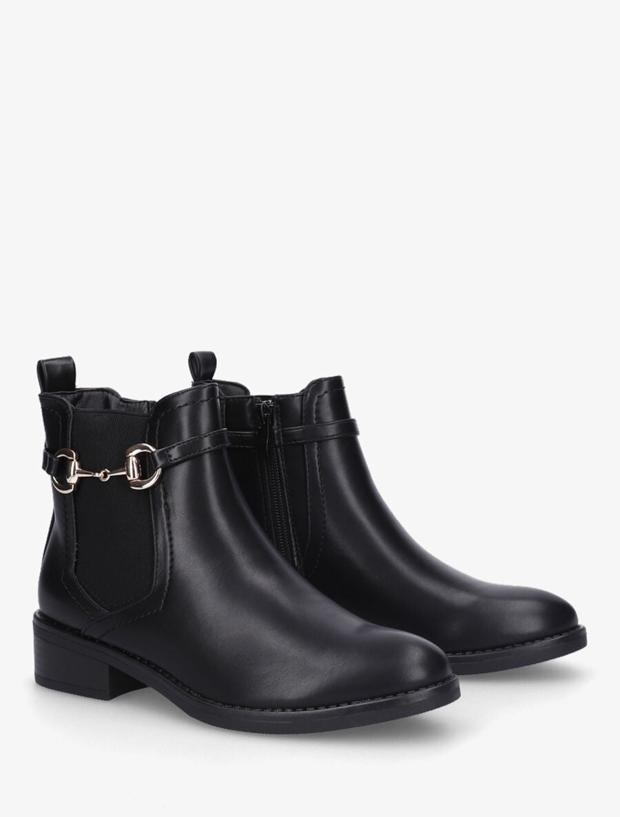 Bottines élastiquées en simili - Noir - 4