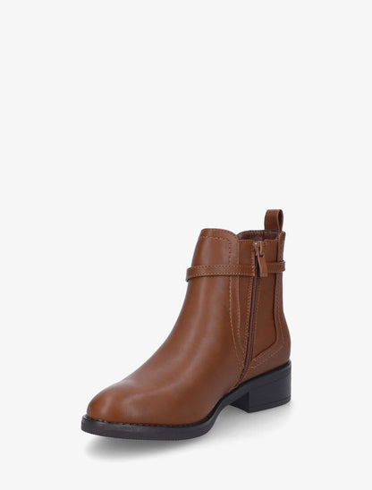 Bottines élastiquées en simili - Camel - 3