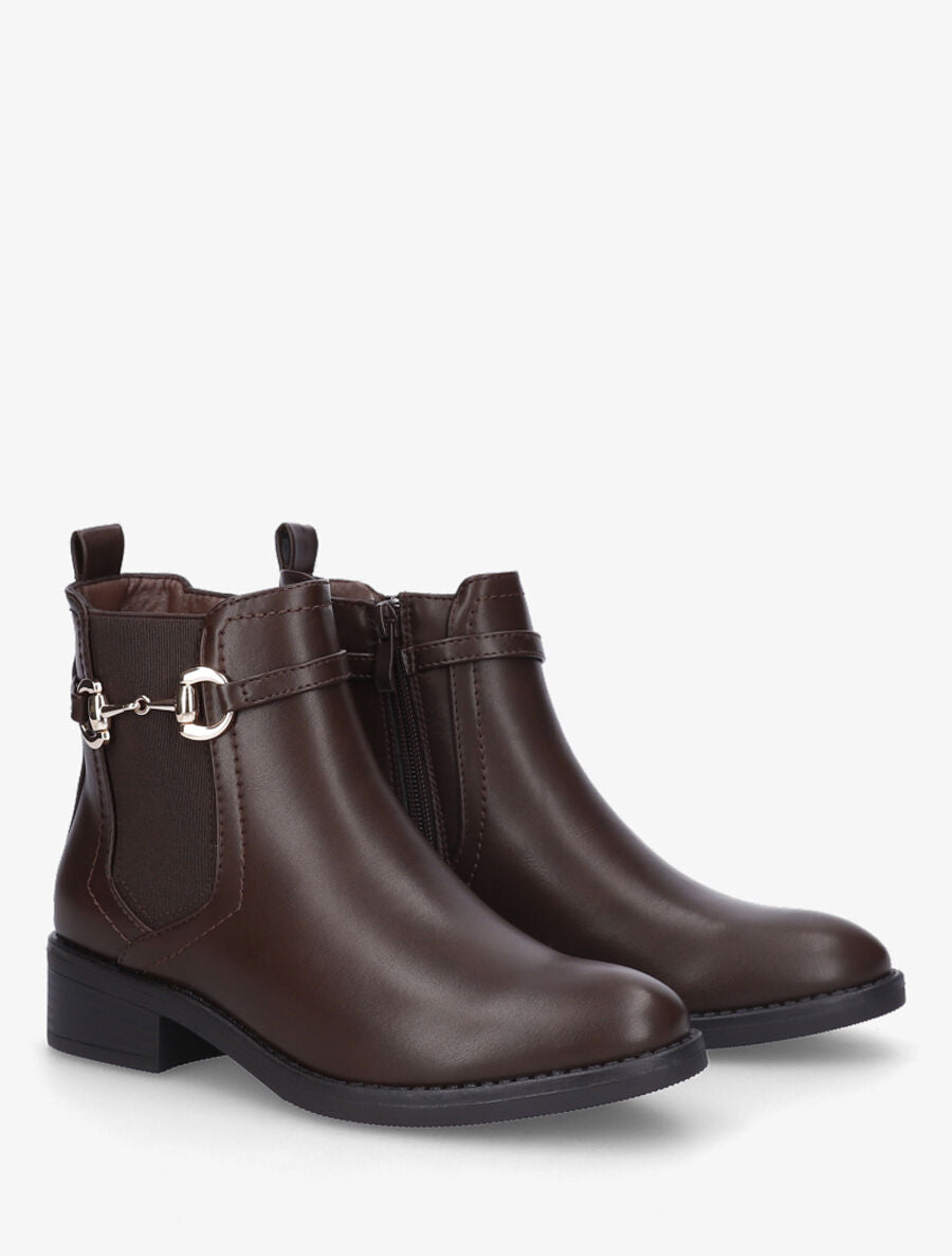 Bottines élastiquées en simili - Marron - 4