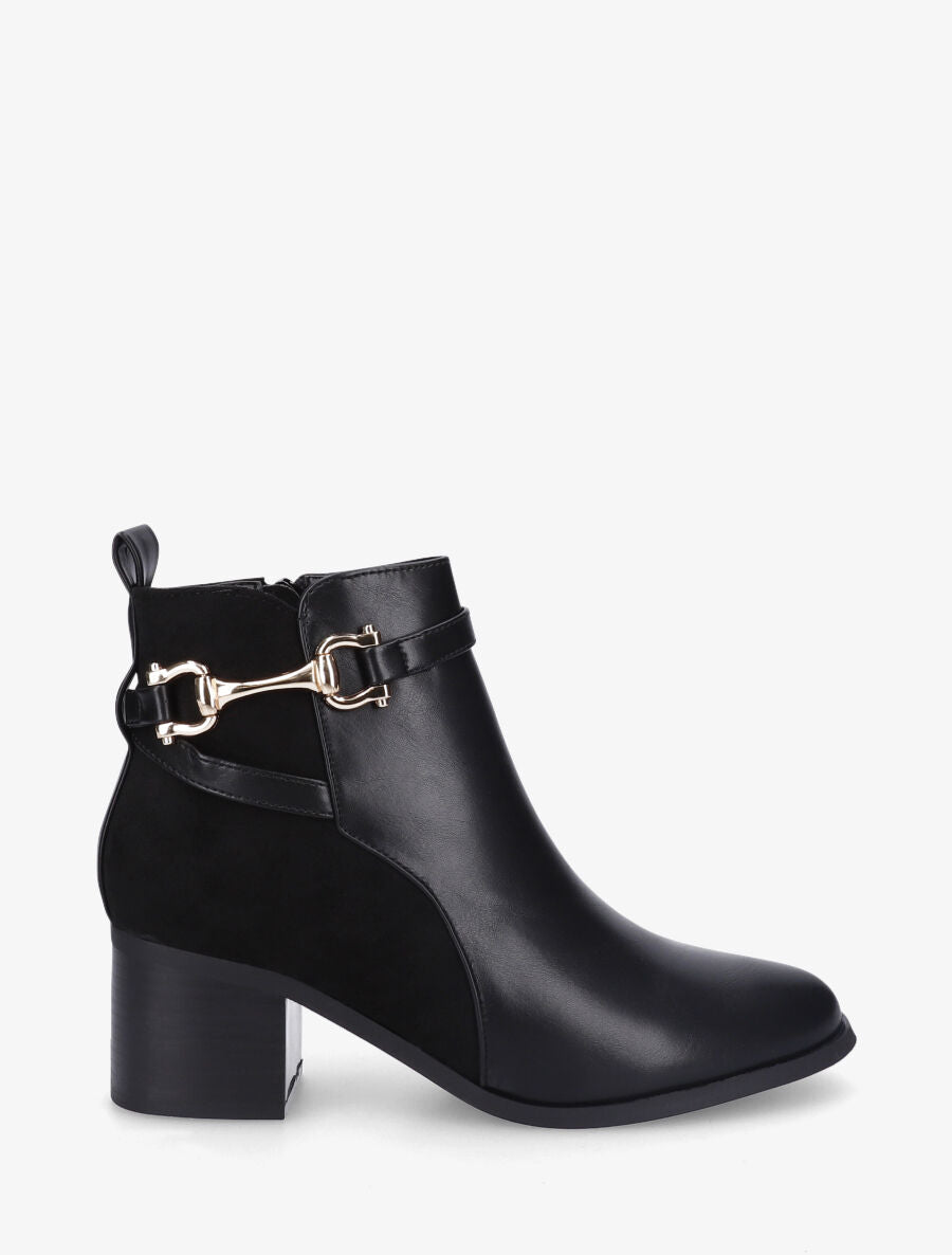 Bottines mi-haute en suédine et simili - Noir - 1