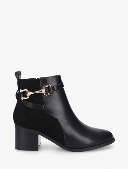 Bottines mi-haute en suédine et simili - Noir - 1