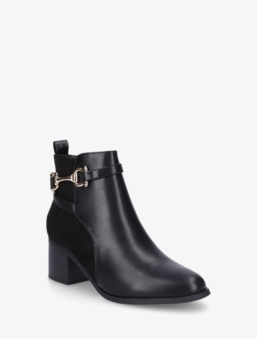 Bottines mi-haute en suédine et simili - Noir - 2