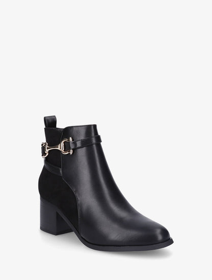 Bottines mi-haute en suédine et simili - Noir - 2