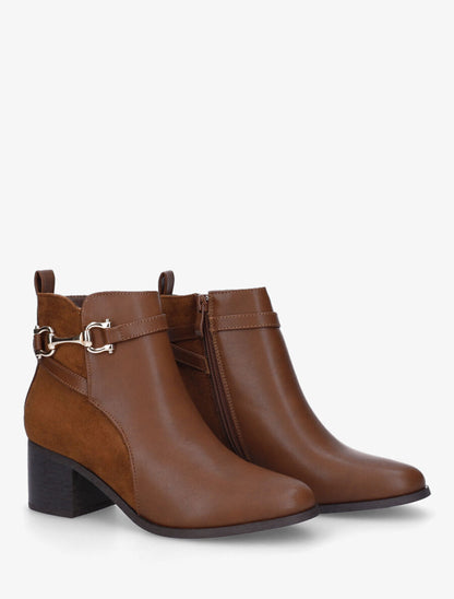 Bottines mi-haute en suédine et simili - Camel - 4
