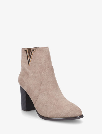 Bottines à talon en suédine - Taupe - 2