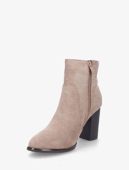 Bottines à talon en suédine - Taupe - 3