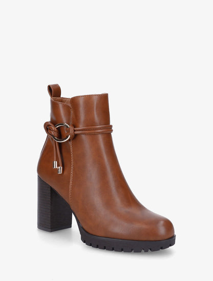 Bottines à talon en simili - Camel - 2