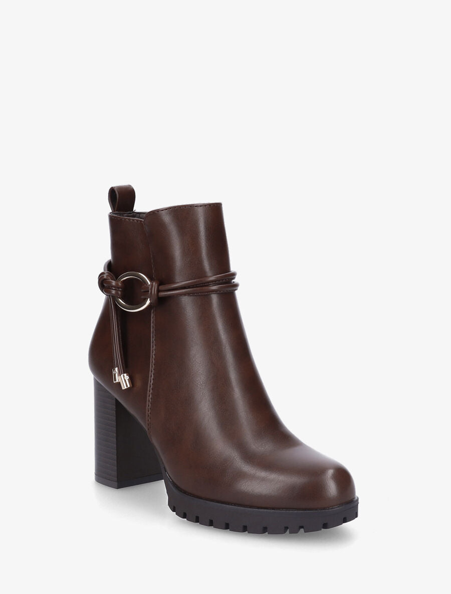 Bottines à talon en simili - Marron - 2