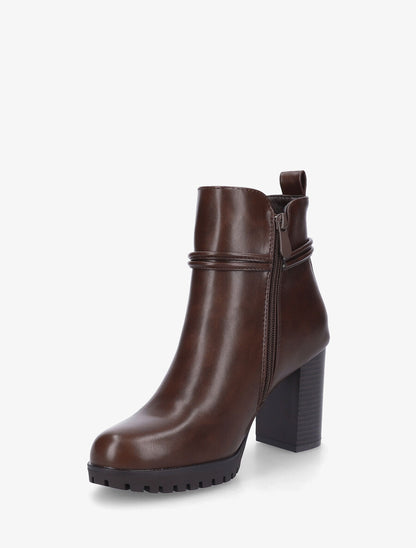 Bottines à talon en simili - Marron - 3