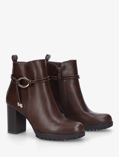 Bottines à talon en simili - Marron - 4