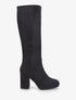 Bottes à talon et plateforme en suédine - Noir - 5