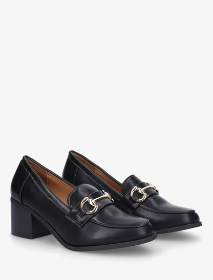 Mocassins à talon et boucle - Noir - 4