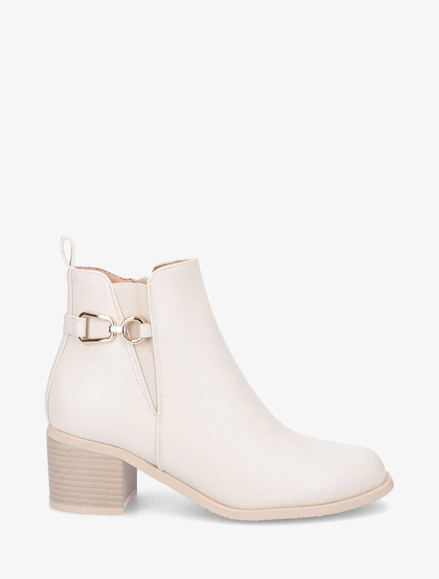 Bottines en simili à boucle fantaisie - Beige - 5