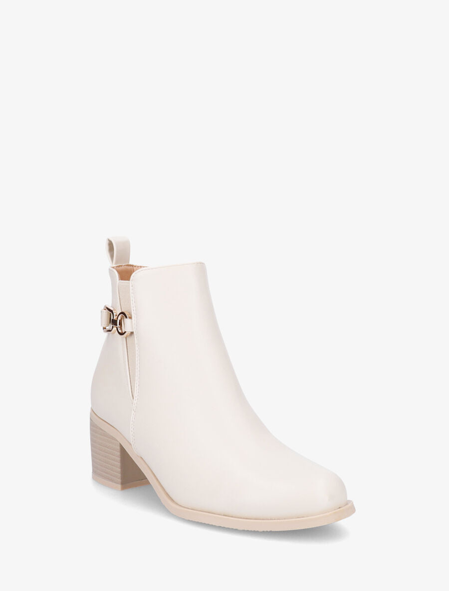 Bottines en simili à boucle fantaisie - Beige - 2