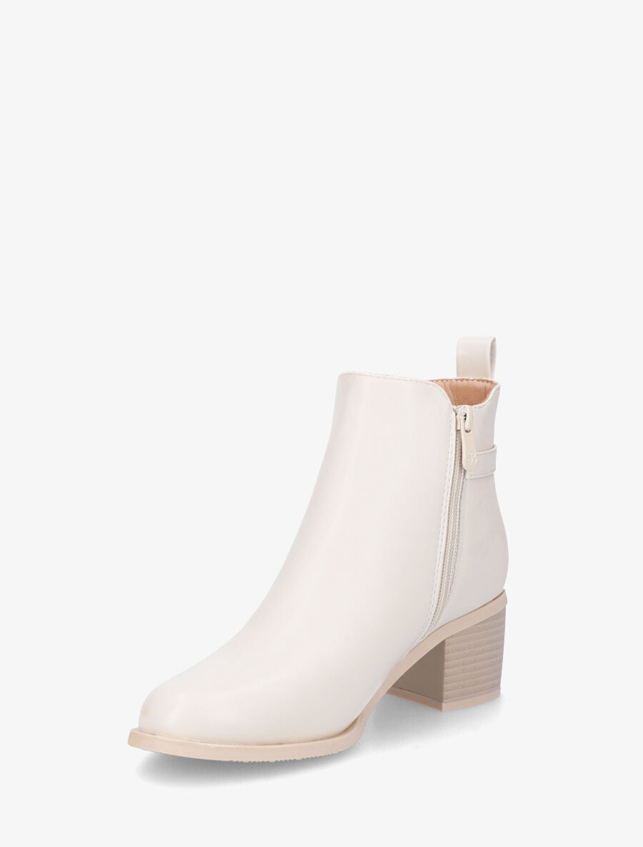 Bottines en simili à boucle fantaisie - Beige - 3