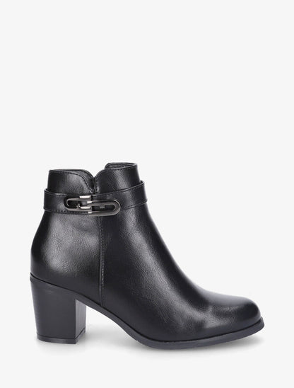 Bottines en simili à boucle - Noir - 1