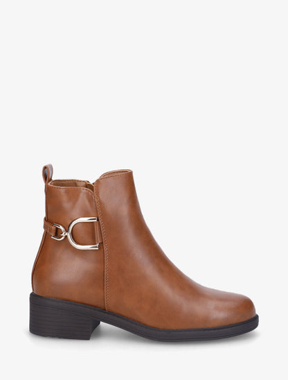 Bottines plates en simili - Camel - 5