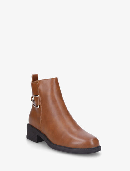Bottines plates en simili - Camel - 2