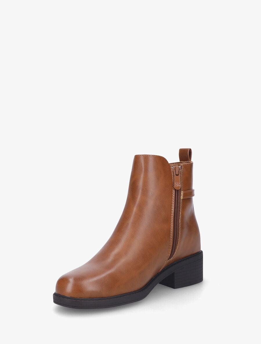 Bottines plates en simili - Camel - 3