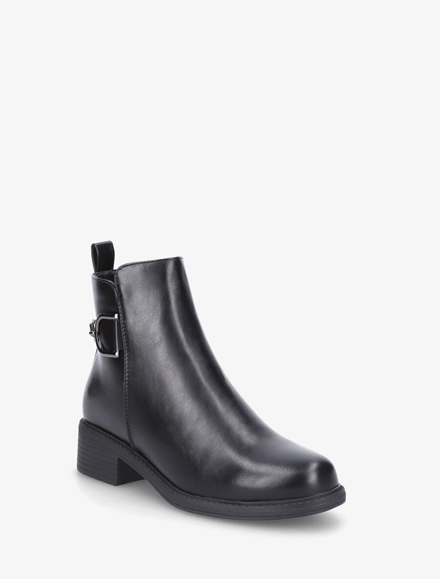 Bottines plates en simili - Noir - 2