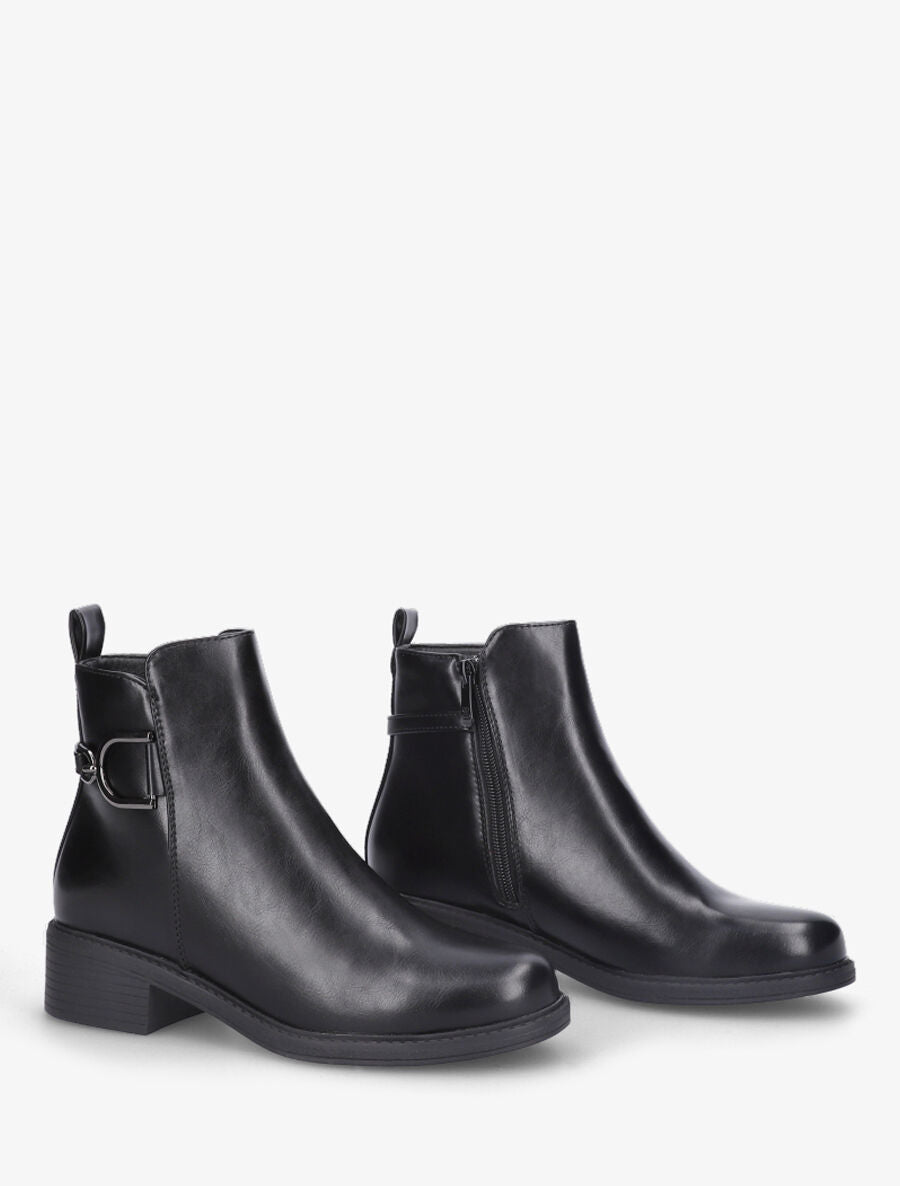 Bottines plates en simili - Noir - 4