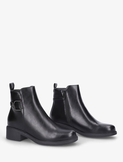 Bottines plates en simili - Noir - 4