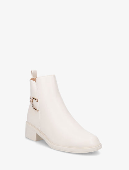 Bottines plates en simili - Beige - 2