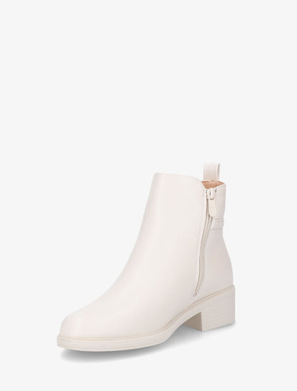 Bottines plates en simili - Beige - 3