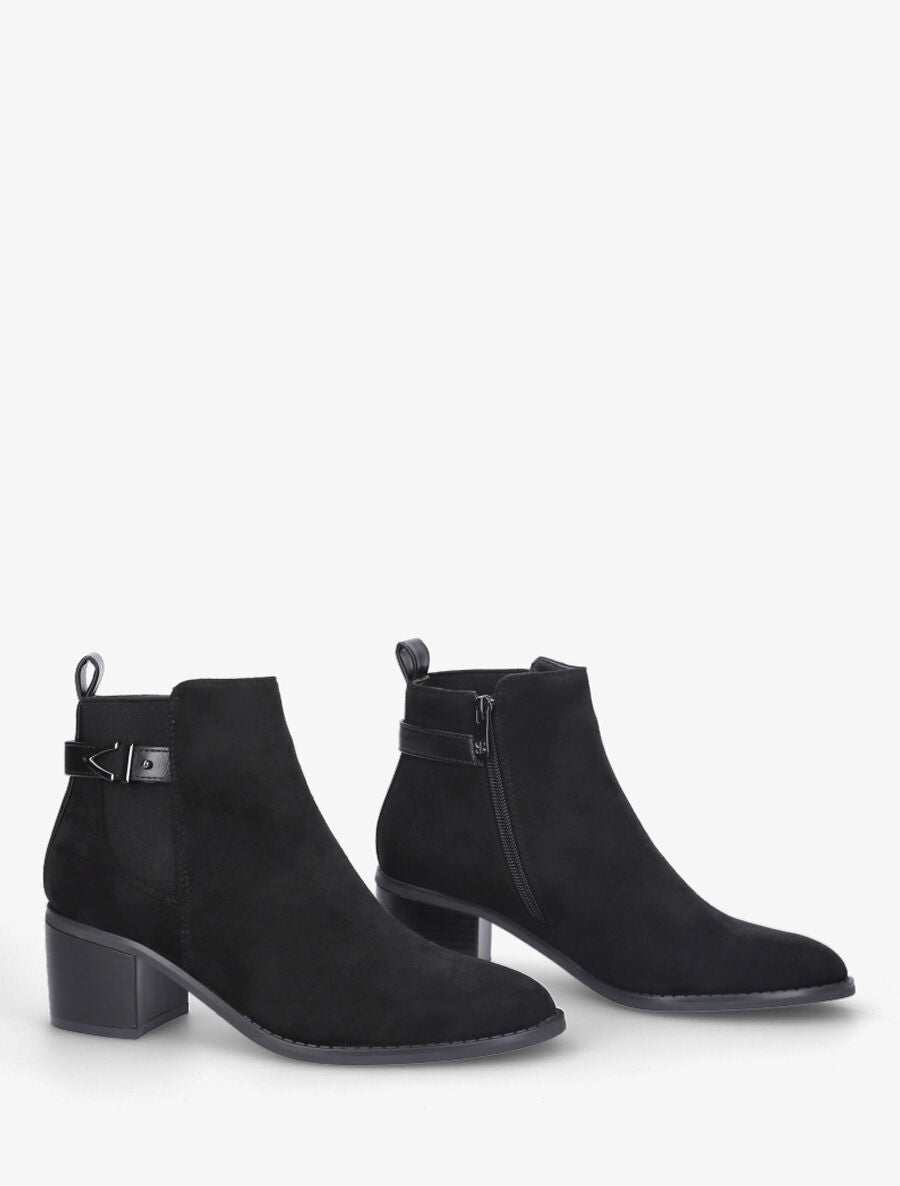 Bottines plates élastiquées en suédine - Noir - 4