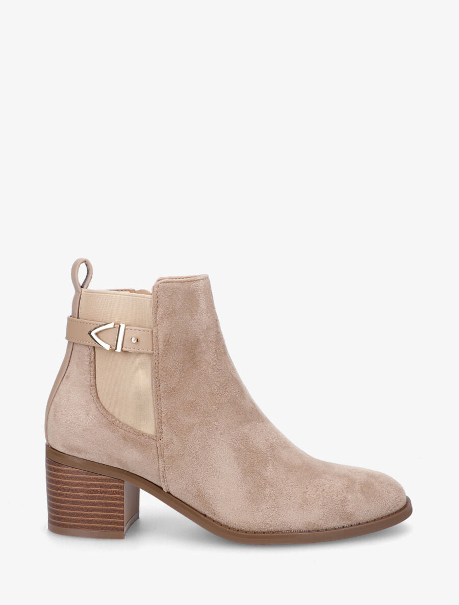 Bottines plates élastiquées en suédine - Taupe - 5