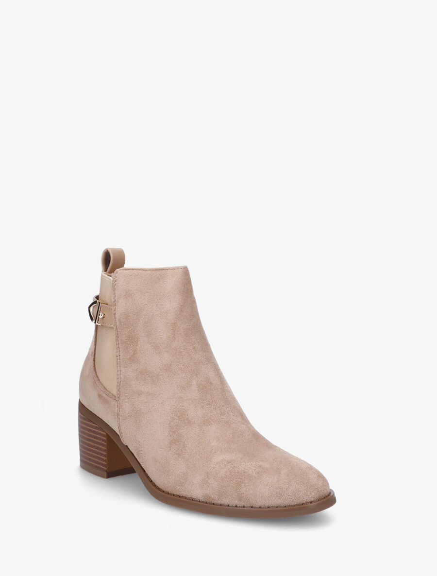 Bottines plates élastiquées en suédine - Taupe - 2