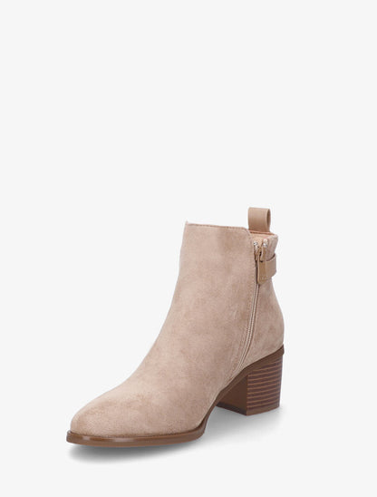 Bottines plates élastiquées en suédine - Taupe - 3
