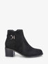 Bottines en suédine à boucle et strass - Noir - 1