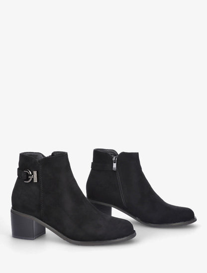 Bottines en suédine à boucle et strass - Noir - 4
