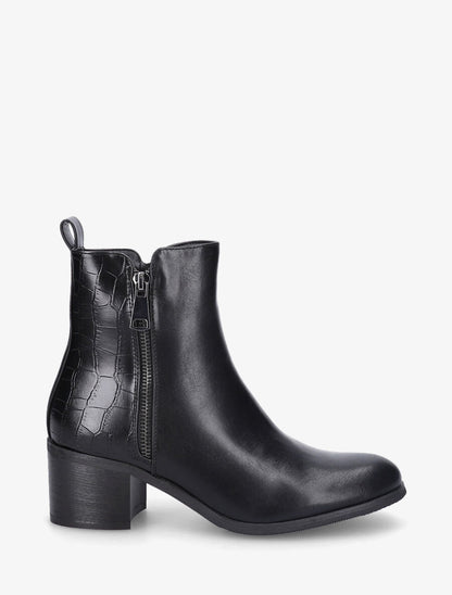 Bottines à contrefort croco - Noir - 1