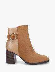 Bottines mi-hautes irisées en suédine - Camel - 5