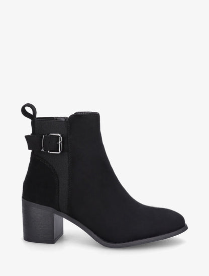 Bottines à boucle en suédine - Noir - 5