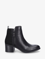 Bottines bi-matière à zip - Noir - 1