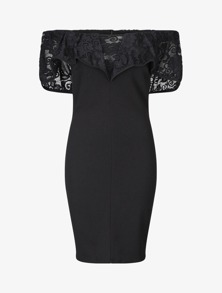 Robe col volanté  - noir - 4