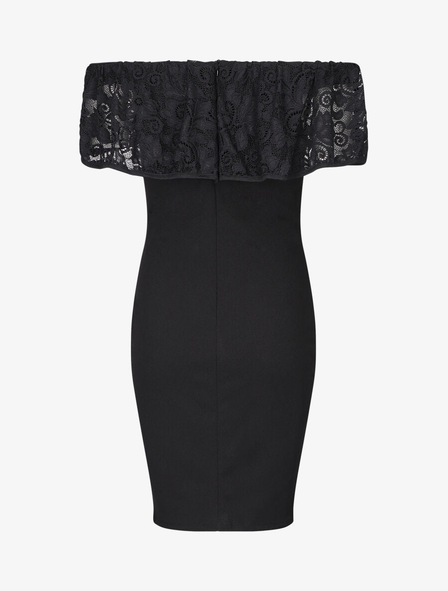 Robe col volanté  - noir - 2