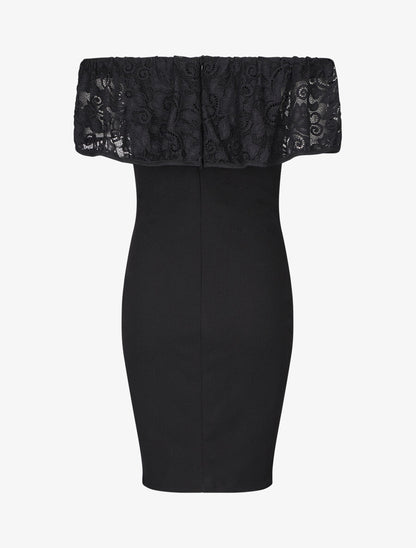Robe col volanté  - noir - 2