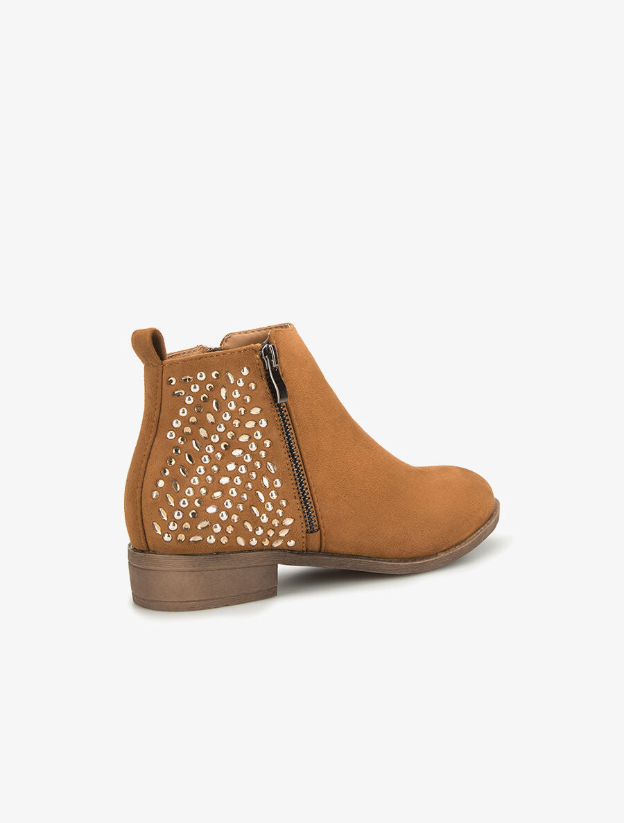 Boots arrière strass ovales - camel - 4