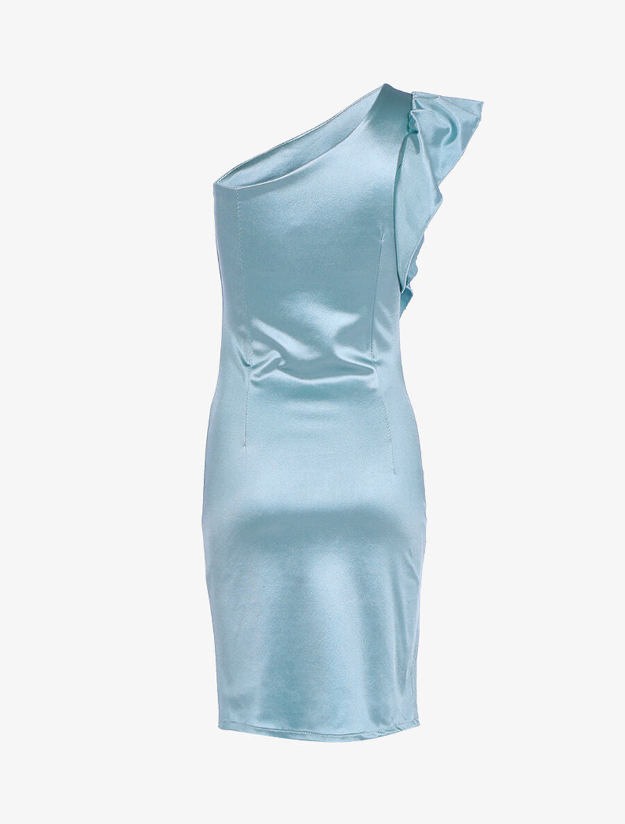Robe épaule nue et côté volanté - Vert d&
