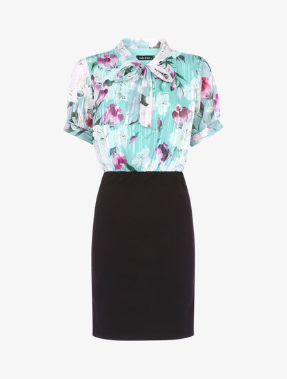 Robe à buste imprimé fleuri - Vert - 1