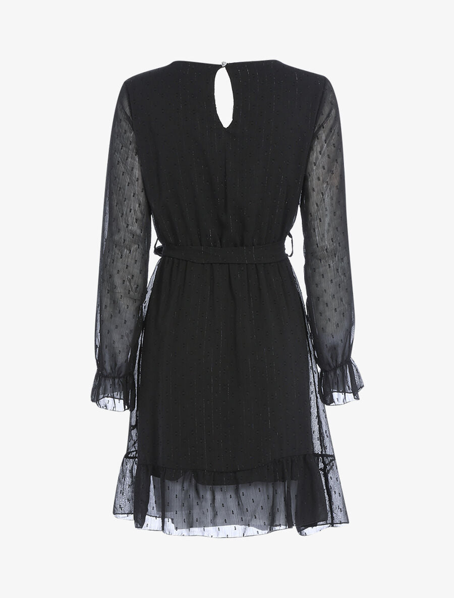 Robe basique à pois brodés - Noir - 2