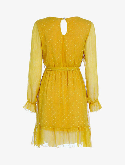 Robe basique à pois brodés - Moutarde - 2