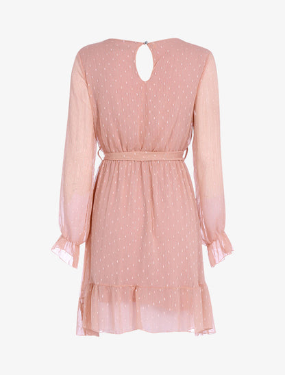 Robe basique à pois brodés - Rose - 2