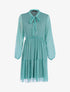Robe à col lavallière et à pois brodés - Turquoise - 1