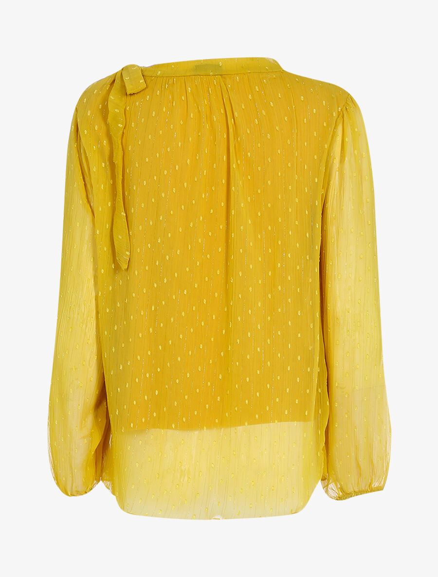 Blouse en voile une épaule à nouer - Moutarde - 2