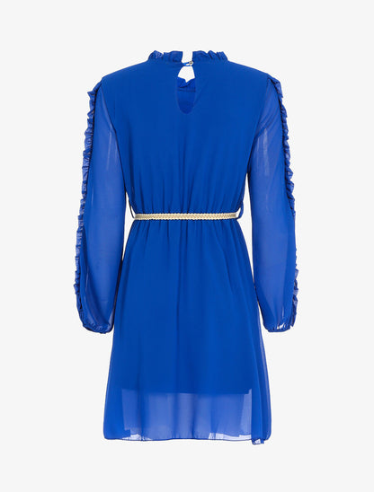 Robe en voile fin et manches volantées - Bleu électrique - 2